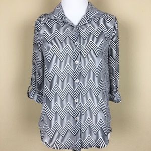 ‼️CLEARANCE‼️ About a Girl Chevron Semi Sheer Button Blouse